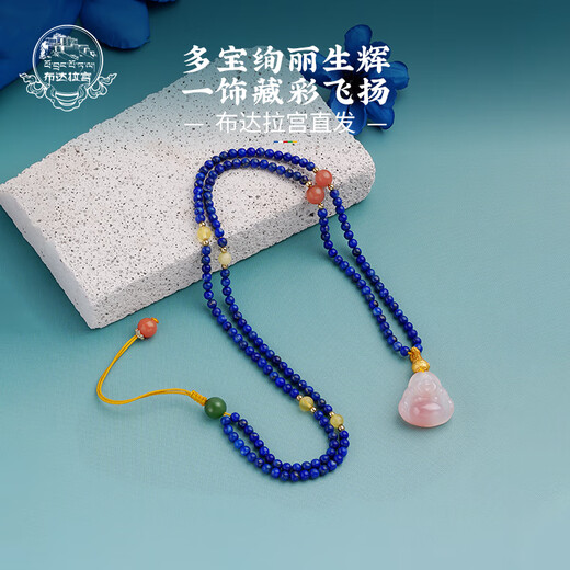 Potala Palace Lapis Lazuli Buddha Necklace for Men and Women Six-Word Mantra Transfer Beads Agate Carved Pendant for Girlfriend’s Birthday Gift