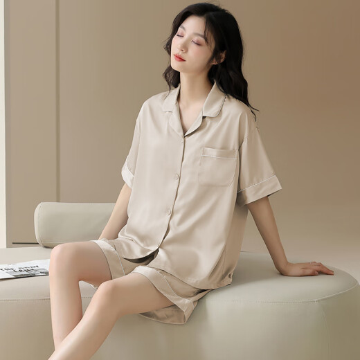 莫代尔睡衣女夏季冰.丝短袖短裤2025新款感可爱可外穿薄款家居服套装 16804G M 【建议90-110斤】
