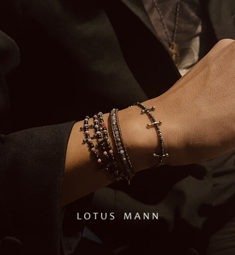 Chishe Little Series Leather Rope Tanzanite and Silver Gold-plated Handmade Silver Beads Brown Retro Leather Rope Bracelet Seaside Vacation M-L One Size