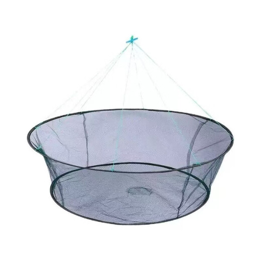 Yingtang open folding fishing cage, shrimp cage, round fishing net, lifting net, moving net, platform net, fishing net, lobster net, catching fish and moving kite, thickened upper circle 2 meters, lower circle 1.5 meters high, 65 cm. Free with order, bait + floating ring + drawstring + bait bag