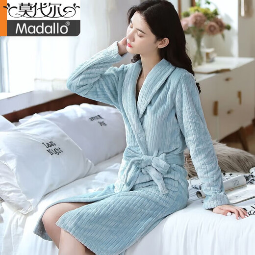 
Modal brand 2024 new autumn and winter coral velvet nightgown for women thickened warm medium-length flannel nightgown bathrobe light gray bathrobe Y719 M (recommended 100 Jin [Jin equals 0.5 kg])