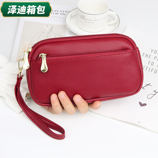 Yunluo Fashion Chinese Valentine's Day Women's Long Wallet Temperament Women's Bag Hand-carrying Clutch Bag Simple Coin Purse Clutch Bag Mobile Phone Bag Black