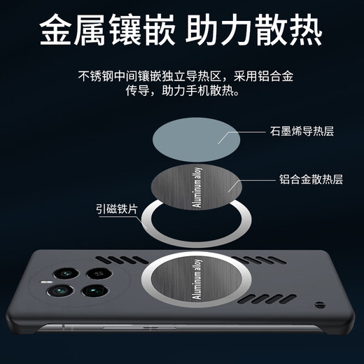 纽致适用realme真我GT5pro手机壳新款石墨烯散热超薄无边框保护壳RMX3888半包防摔男简约车载磁吸外壳 丹霞橙【石墨烯散热+磁吸无边框】 realme真我 GT5 Pro