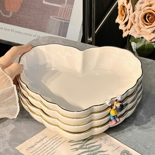 
Maishutian light luxury ceramic dish plate household dish 2025 new steamed fish plate tableware and dish set underglaze colored gold-painted bowl 2 packs 13795 inches glaze