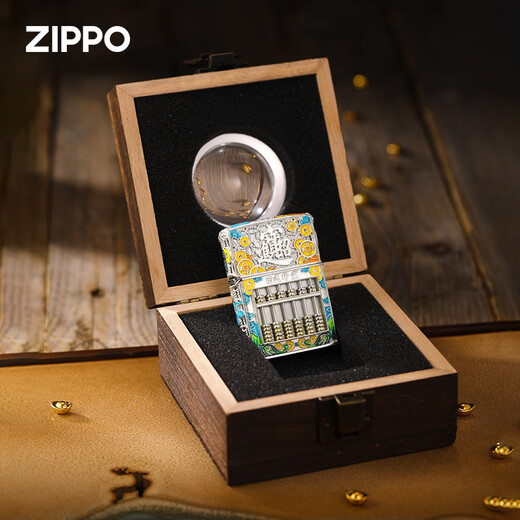 ZIPPO lighter official sterling silver luminous enamel eight directions come to finance windproof kerosene to send gifts from male elders. Sterling silver eight directions come to finance [new machine without oil] DY9918