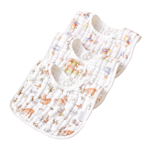Mianzhirun baby pure cotton newborn gauze U-shaped bib baby saliva napkin water-proof rice pocket breathable four seasons 3-pack