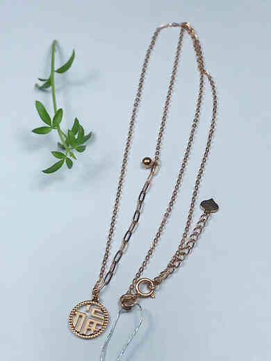 Chishe 18k rose gold color gold retro charm light luxury blessing pendant necklace women's high-end design niche necklace trend