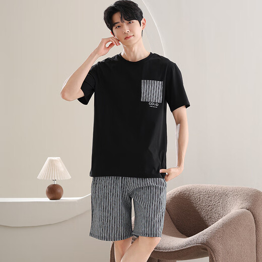 Yalu Summer Pajamas Modal Modal Seda Hielo de seda Menizante de gran tamaño Adolescente Internet Estilo de celebridades Ropa para el hogar Summer 01T9716 Hombres l