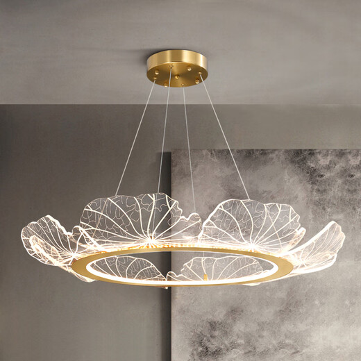 Leshi NUEVA sala de estar china Candelier Estilo chino Zen Modern Atmosférica Luz de restaurante de lujo Sala de té Sala de té JQXD9755D/Tres colores + Tallado esencial Acrílico