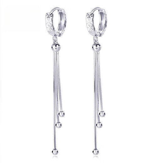 Bovia pt950 platinum long earrings for women platinum tassel earrings ear wire earrings circle earrings ear buckles car flower earrings PT950 pair 3.4-3.6 grams