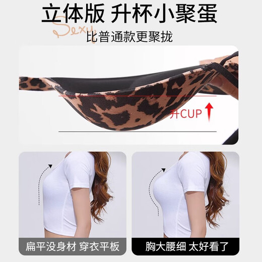 Catman Leopard Print Women's Underwear Women's Small Breast Push Up Show Big Bra Seamless Wireless Pull-up Anti-sagging Sexy Bra