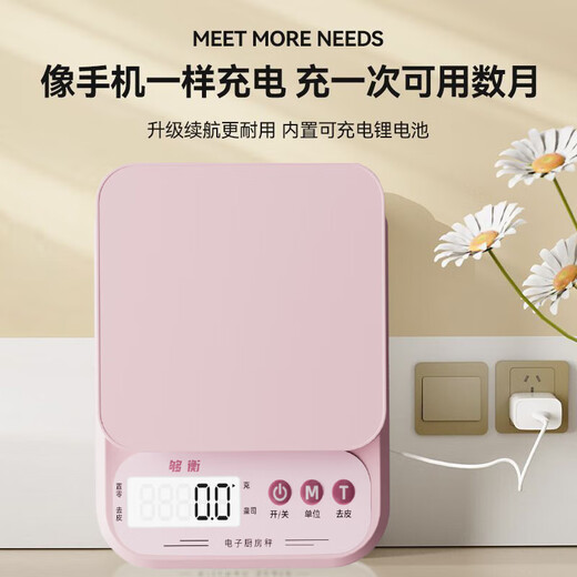 Goheng Kitchen Scale Electronic Scale Accurate High-Precision Food Jewelry Scale Baking Weighing Gram Scale Food Scale Pink 10kg/1g Battery Model