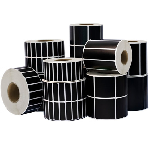 Multi-stamp black gloss PET self-adhesive barcode label paper glossy printing paper waterproof oil-resistant high temperature tear-resistant equipment serial number nameplate sticker supports custom printing 50*10-4000 pieces - item number 9742