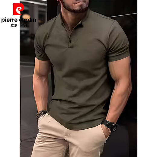 Pierre Cardin (Pierre Cardin) Europäische und amerikanische INS2025 Sommer Polo-Shirt T-Shirt Einfacher schlanker Geschäftsleiter Henry Neck Sport Polo Shirt [Macho-Männerstil] Schwarz (Fremdgröße ist zu groß) xs