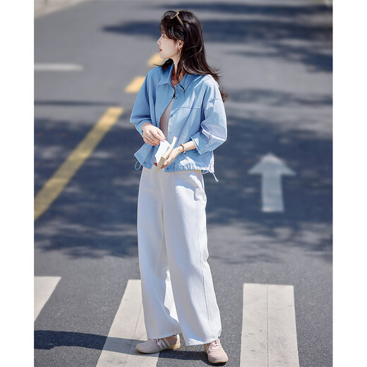 尚静休闲外套女夏季新款女装通勤百搭翻领时尚轻薄舒适遮阳短外套女