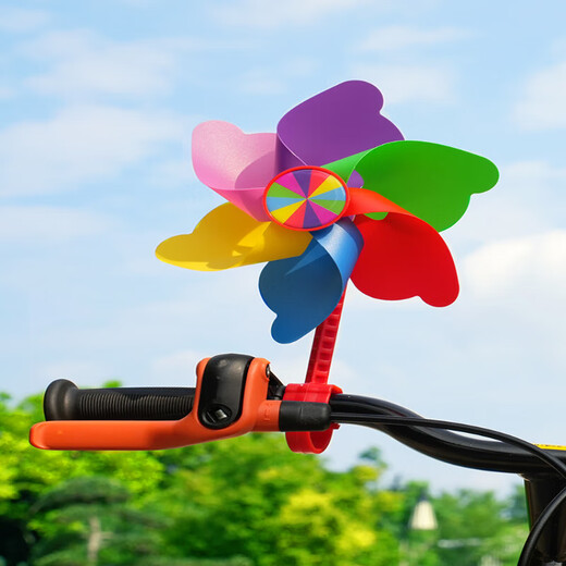Manquxia Fahrrad Windmühle Roller Windmühle Kinderspielzeug Kinderwagen Auto rotieren kleine Windmühlen -Cartoon -Dekoration Zubehör Streifen [Senden Sie Pole + Short Pole]