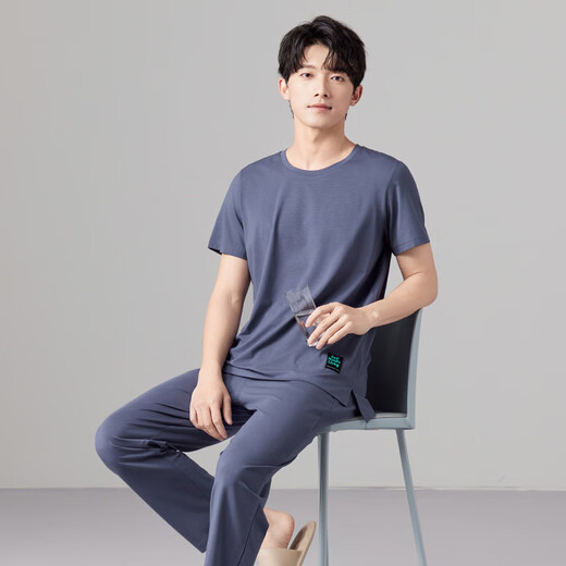 Hancai (Hacai) Pyjamas Herren Frühling und Sommer Cool modal kurzärmelige Hose Home Cloding Set Platingrau xxl