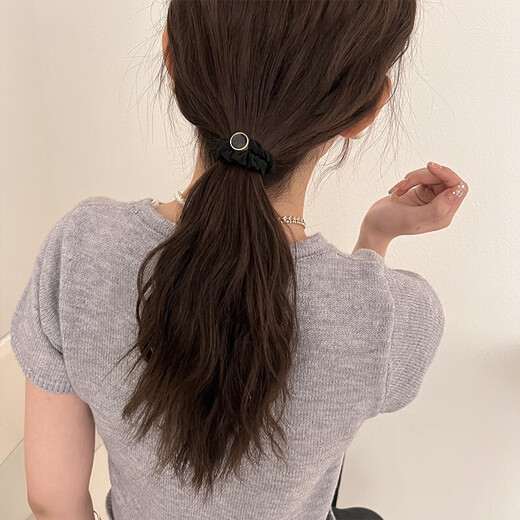 Does not hurt hair, simple and versatile, high-elastic small intestine hair ring, black headdress, ponytail, rubber band, hair tie, headband, square