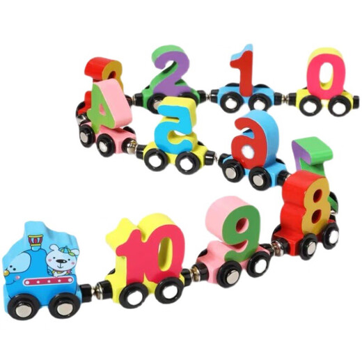 
Wooden meatballs (MWZ) magnetic digital train toys magnetic assembly building blocks for boys animals car children power brain digital train magnetic connection