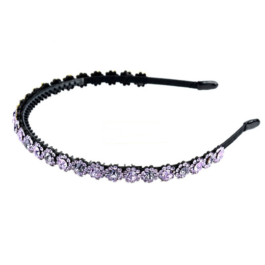 Aitanfang Korean crystal short hair headband female adult hair clip hair anti-slip rhinestone toothed hair clip headband clip gray blue