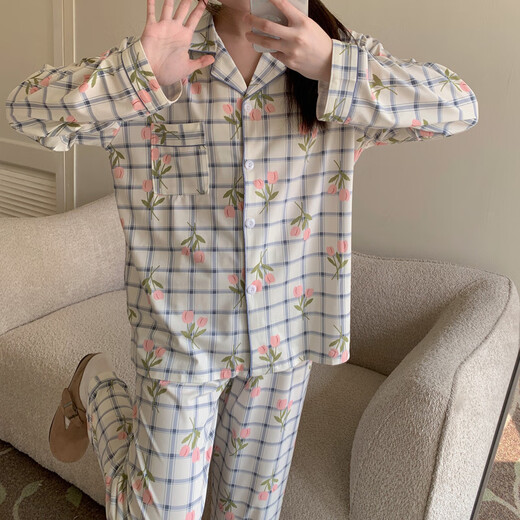 Rongxitu (Rongxitu) Frühlings- und Herbst -Pyjamas Long Sleeve Thin Home Clothing Set Q9226# 175 L