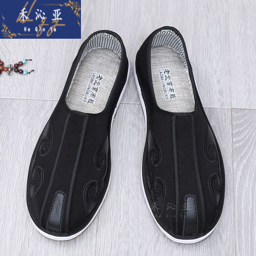 Heqinya Old Beijing Clade Shoes Pure Marder-Thound Spearing Sprinkler Shouse для мужского ханфу ретро традиционная облачная головка Удобно водить папу обувь 13660 черные 40