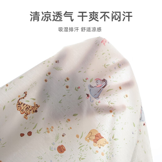 Disney baby clothes newborn summer thin jumpsuit full month baby 100-day pajamas Pooh 2 pieces 66cm