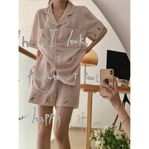 莫代尔冰丝睡衣女夏季薄款短袖短裤套装夏天感简约休闲家居服可外穿 LW-9214【短袖短裤】 XL 【建议120-135斤】