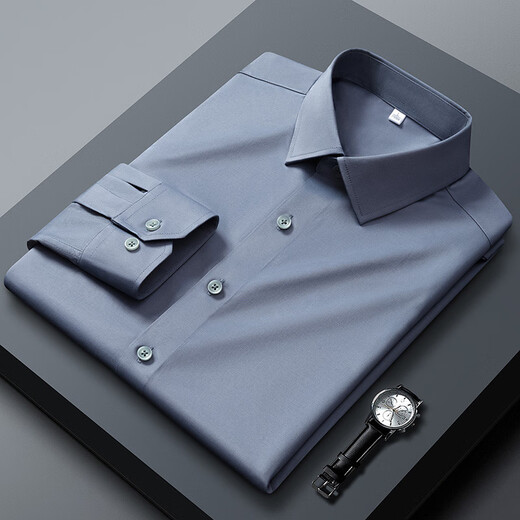 JEEP SPIRIT2025 Men's Shirt Long Sleeve Breathable Business Casual Stretch Solid Color Formal Anti-wrinkle No Ironing White Shirt Work Wear White C27 Long Sleeve Shirt M Recommended 100-120Jin Jin equals 0.5kg