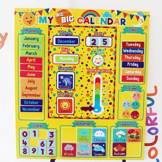 Board de cognition météorologique pour enfants mon petit calendrier peint magnétique magnétique d'apprentissage papier peint de semaine de semaine
