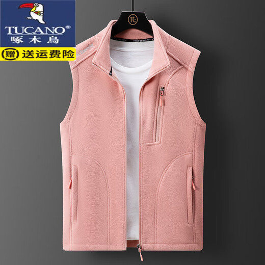 啄木鸟（TUCANO）情侣摇粒绒马甲男女秋冬季无袖坎肩抓绒背心户外保暖开衫立领外套 9277男-深灰 3XL