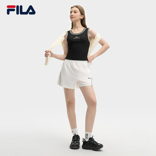 FILA 杨幂同款|斐乐官方女装针织背心2025夏新款时尚简约休闲修身内搭 正黑色-BK S 160/80A/S