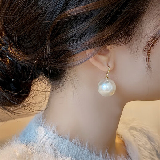 Fat Donglai's same style large pearl earrings, Liu Shishi's same style, Shijia's large pearl earrings, feminine and light luxury earrings, Shijia's large white pearls 20mm, same style as Liu Shishi's
