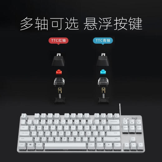 罗技罗技 优选系列 K835 有线键盘青红轴游戏办公打字笔记本台式电脑 K835白-霜冻之蓝 TTC-红轴