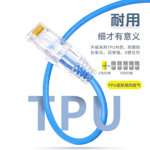 奥亿普奥亿普超六类非屏蔽极细跳线电竞游戏专用电脑路由器光猫过福禄克 青色超六类极细跳线 2米