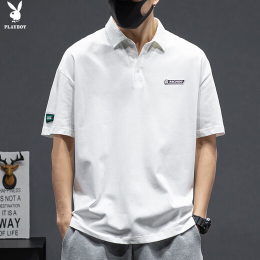 
Playboy; PLAYBOY summer men's high-end POLO shirt men's short-sleeved heavy t-shirt simple large size sports ins trendy brand top W-327 dark gray 2XL 140Jin[Jin equals 0.5 kg]-155Jin[Jin equals 0.5 kg]
