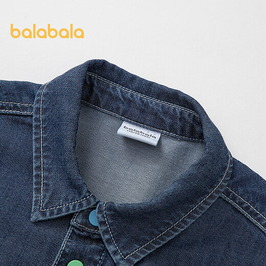 Balabala shopping mall same style children's clothing children's denim shirt boys' tops cool summer new style denim dark blue 88301 105