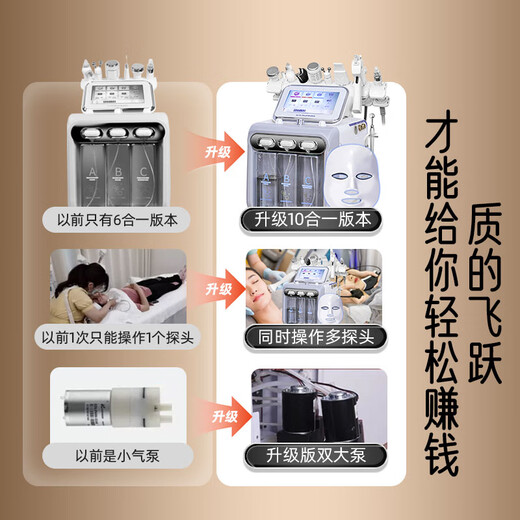 Small bubble beauty instrument cleaner, beauty salon special second generation hydrogen and oxygen bubble instrument to clean facial blackheads, high-end gray 6-in-1 (basic model)