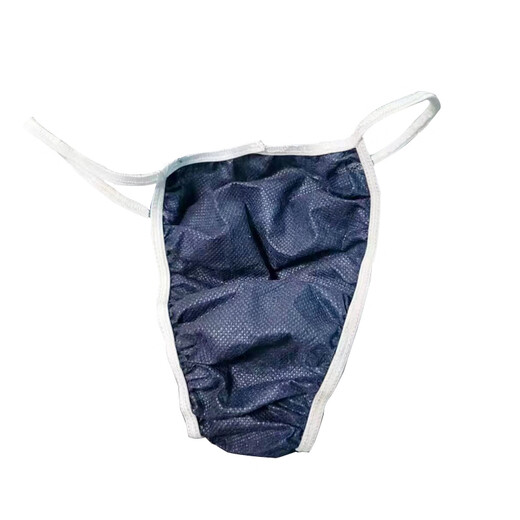 Universal disposable dressing-changing T-string, disposable T-string for men's beauty sauna steaming triangle thickened non-woven fabric, navy blue T-string, black edge elastic - 50 pieces, one size fits all (can be worn by fat and thin people)