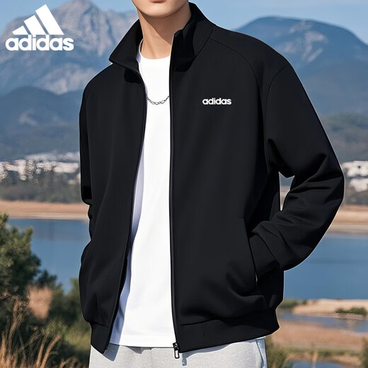 阿迪达斯 （adidas）拉链多色棉质时尚潮流外套防风舒适外套男装 L码