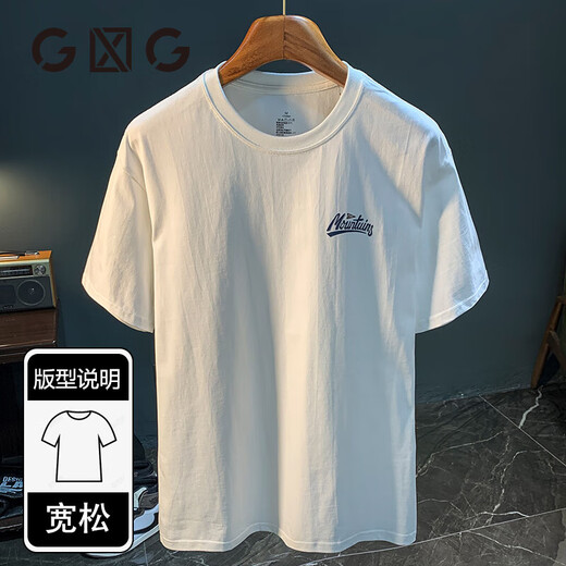GLXLG短袖T恤男夏季薄款重磅高端休闲圆领印花百搭ins潮牌上衣 黑色[MSHE1506黑色] M 适合115-130斤穿