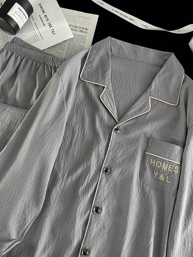 Molianya 2025 neuer Frühlings- und Herbst-Pyjamas für Männer, vier Jahreszeiten Universal Cloud Cotton Longleved Teenager Boys Home Clothing Set 12401 Buchstabe Pocket L.