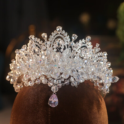 Shien Bridal Crown Tiara Crystal Eyebrow Pendant Japanese and Korean Wedding Dress Accessories 18th Birthday Wedding Crown Hair Accessory Silver Crown 3