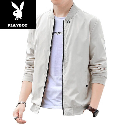 Playboy (PLAYBOY) 2025 Spring and Autumn Jacket Men's Trendy Baseball Collar Thin Casual Short Style Outdoor Wearing Handsome Men's Jacket 686 Jacket [Blank] 5XL [Suggested 175-190Jin [Jin equals about 0.5 kg]]