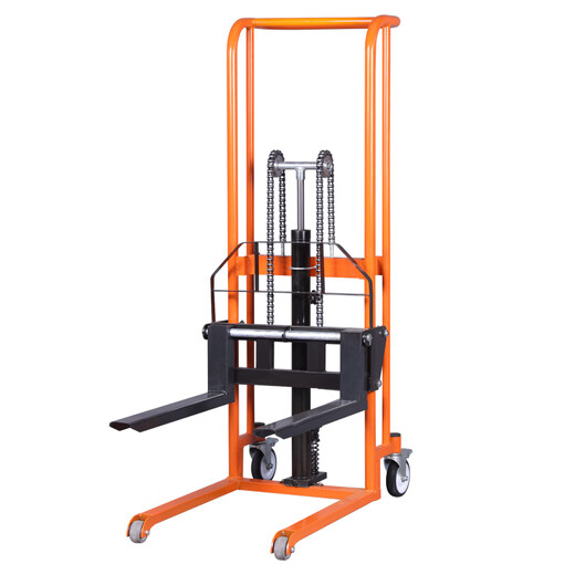 Manual hydraulic truck, mini forklift, lightweight, small household handling lifting platform, push loading and unloading truck, stacker truck, 200KG, enlarged straight wheels - 0.9 meters