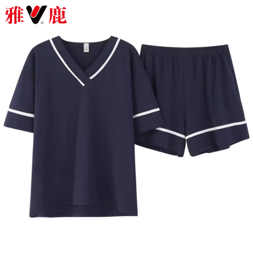Pajamas de alta gama Yalu Graz Fat Girl Summer Algodón puro Puerto pantalón de manga corta Traje de talla grande Jin [Jin equivale a 0.5 kg] ropa de hogar suelta ZJ679 m [80-100 Jin [Jin equivale a 0.5 kg]]]
