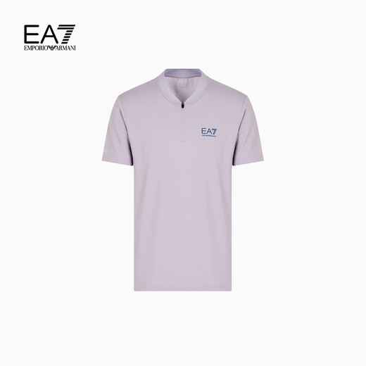 EMPORIO ARMANI/Armani official flagship [Father's Day gift] EA7/New men's half-zipper Polo shirt 25 summer [Half Zipper] Lavender Gray-UA092 3XL (Recommended: 190-210Jin [Jin equals 0.5 kg])