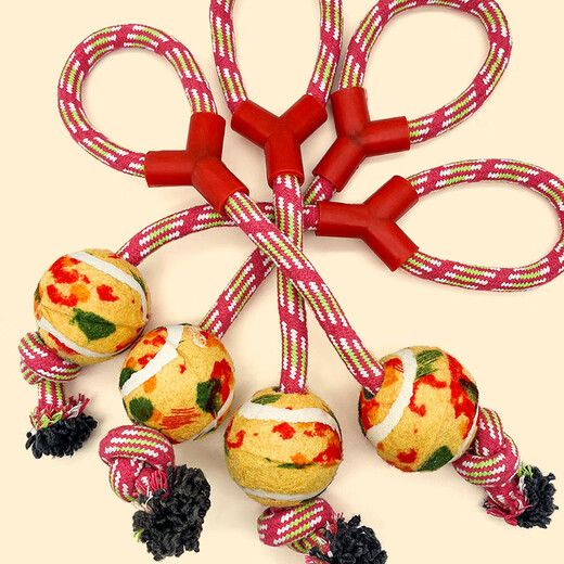 ZanChong Y-shaped cotton knotted tennis ball pink pet large puppy dog toy bite-resistant interactive training molar interactive supplies