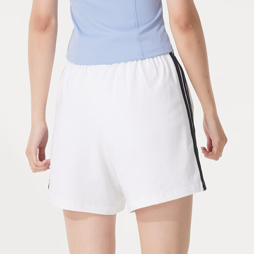 阿迪达斯 （adidas）女子夏季运动套装 跑步健身训练服潮流时尚针织舒适透气休闲衣裤 棉/氨纶 白色短裤 XL