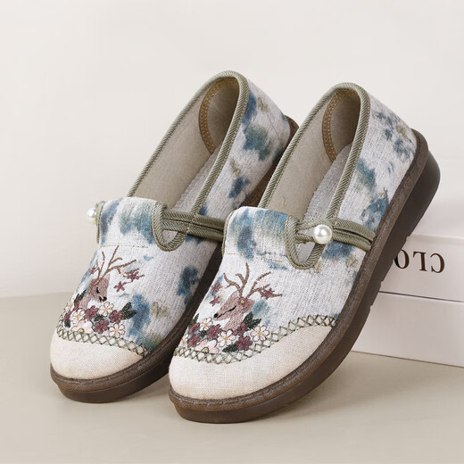 
Yidisen 2025 spring new old Beijing cloth shoes for women versatile non-slip embroidered shoes lazy people kick flat mother shoes pink 37 (235mm)